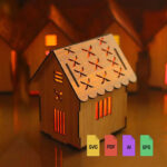 House Design Tea Light Box LED Tealight Holder Laser Cut Vector File