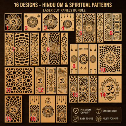 Om Wall Panel Laser Cutting Design Bundle - Digital Download