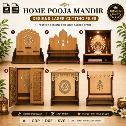 Home Pooja Mandir Laser Cutting Files | CNC Temple Design Pack