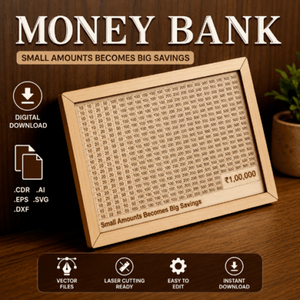 Money Saving Bank / Piggy Bank CDR File for Laser Cutting
